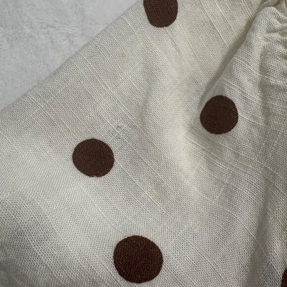 Polka Dot ButtonDown Midi Dress W/ Puff Sleeves & Tiered Skirt Juniors Womens M - Picture 11 of 11